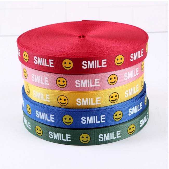 Smile Face Design Custom 1 Inch Polyester Nylon Strap Webbing